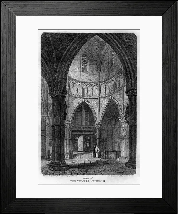 Framed Print : Interior of the Temple Church, London, 1816. Artist: Sands
