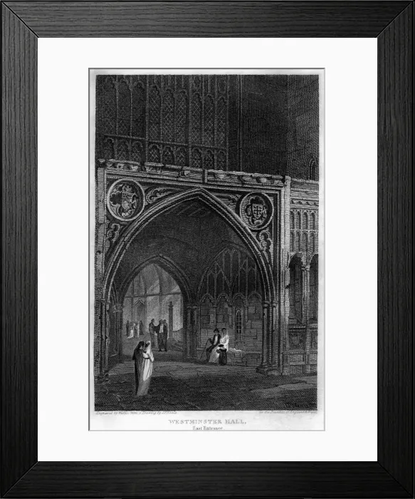 Framed Print : East entrance to Westminster Hall, London, 1815. Artist: Wallis Framed Print : East entrance to Westminster Hall, London, 1815. Artist: Wallis