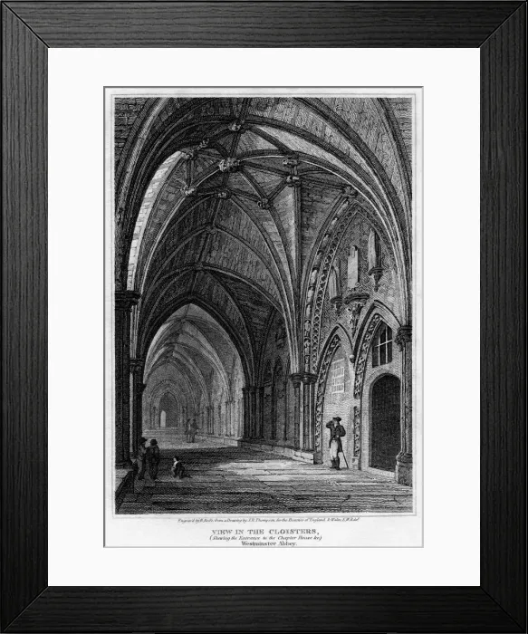Framed Print : View in the cloisters, showing the entrance to Chapter House, Westminster Abbey, London, 1809. Artist: R Roffe Framed Print : View in the cloisters, showing the entrance to Chapter House, Westminster Abbey, London, 1809. Artist: R Roffe