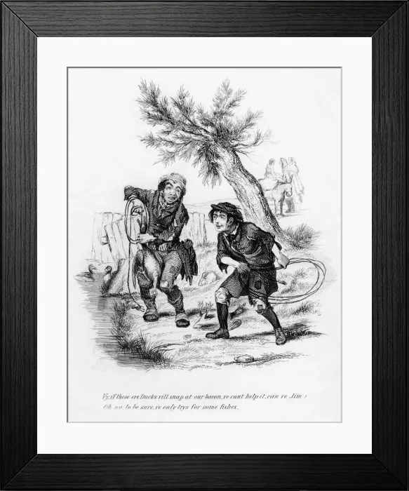 Framed Print : Fishing. Vy, if these ere ducks vill snap at our bacon Framed Print : Fishing. Vy, if these ere ducks vill snap at our bacon