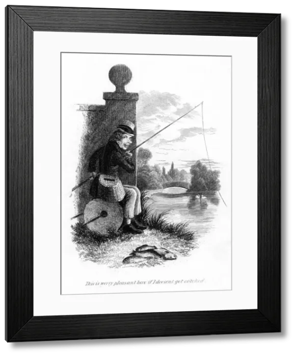 Framed Print : A man fishing illegally Framed Print : A man fishing illegally