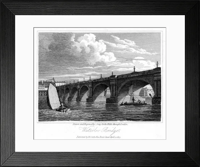 Framed Print : Waterloo Bridge, London, 1817. Artist: J Greig