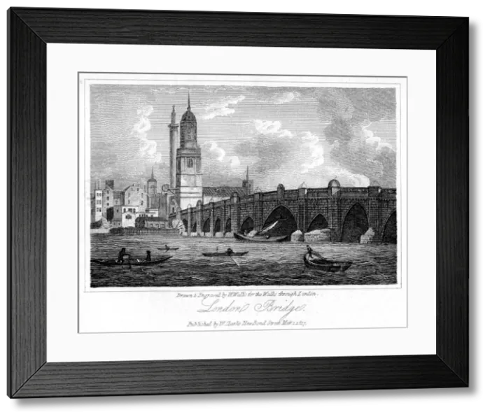 Framed Print : London Bridge, London, 1817. Artist: W Wallis Framed Print : London Bridge, London, 1817. Artist: W Wallis