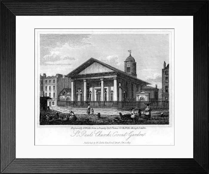Framed Print : St Pauls Church, Covent Garden, Westminster, London, 1817. Artist: W Wallis Framed Print : St Pauls Church, Covent Garden, Westminster, London, 1817. Artist: W Wallis