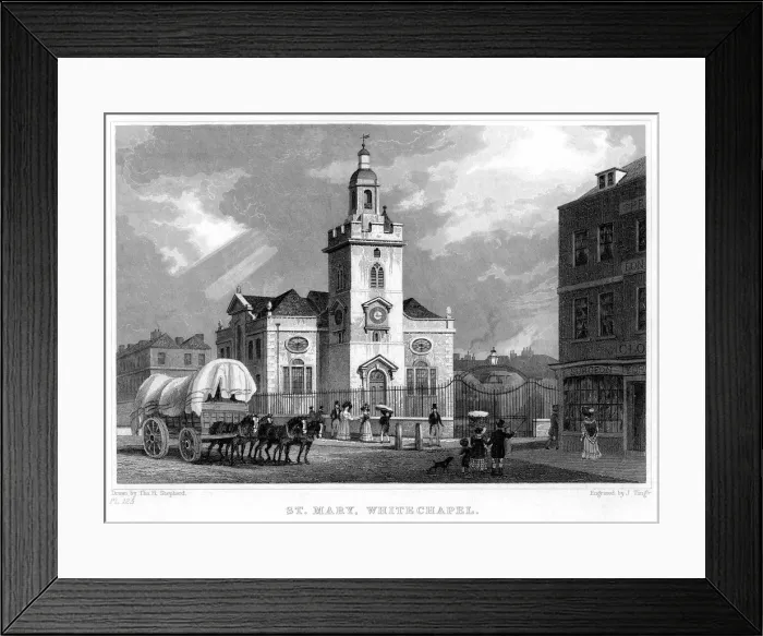 Framed Print : Church of St Mary, Whitechapel, London, 1831. Artist: J Tingle Framed Print : Church of St Mary, Whitechapel, London, 1831. Artist: J Tingle
