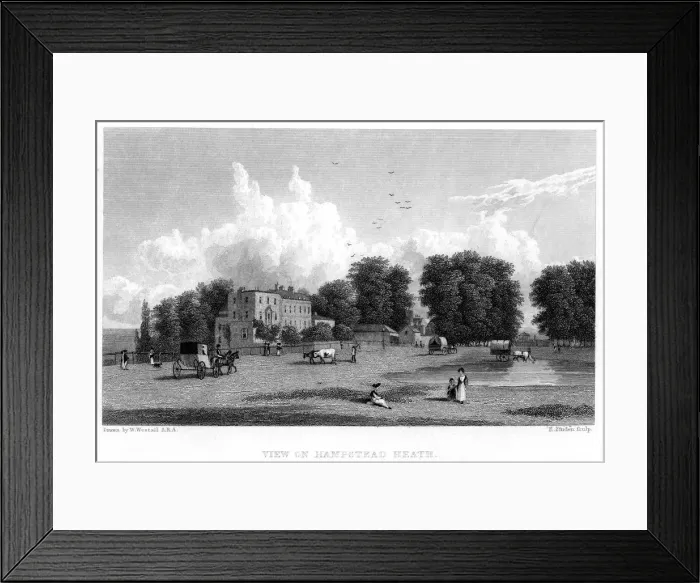 Framed Print : View on Hampstead Heath, London, 19th century. Artist: E Finden Framed Print : View on Hampstead Heath, London, 19th century. Artist: E Finden