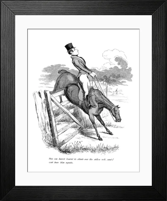 Framed Print : Equestrian cartoon, 19th century Framed Print : Equestrian cartoon, 19th century