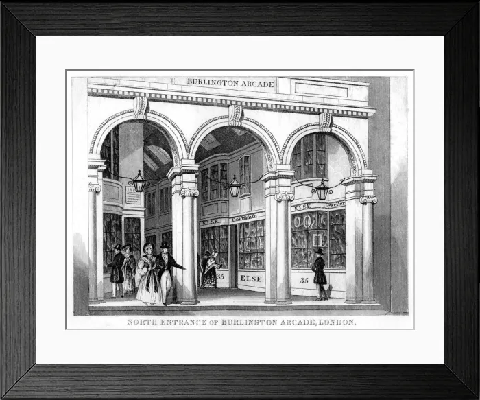 Framed Print : North entrance of Burlington Arcade, Westminster, London, 19th century Framed Print : North entrance of Burlington Arcade, Westminster, London, 19th century
