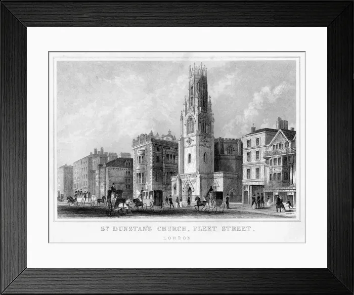 Framed Print : St Dunstans Church, Fleet Street, City of London, 19th century Framed Print : St Dunstans Church, Fleet Street, City of London, 19th century