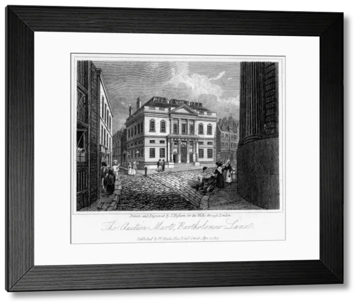 Framed Print : The Auction Mart, Bartholomew Lane, City of London, 1817. Artist: Thomas Higham Framed Print : The Auction Mart, Bartholomew Lane, City of London, 1817. Artist: Thomas Higham
