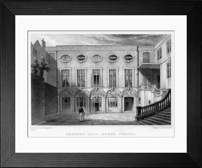 Framed Print : Brewers Hall, Addle Street, City of London, 1831. Artist: William Radclyffe Framed Print : Brewers Hall, Addle Street, City of London, 1831. Artist: William Radclyffe