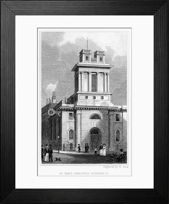 Framed Print : Church of St Mary Woolnoth, Lombard Street, City of London, 19th century Artist: R Acon Framed Print : Church of St Mary Woolnoth, Lombard Street, City of London, 19th century Artist: R Acon