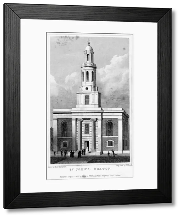 Framed Print : St Johns Church, Hoxton, Hackney, London, c1827. Artist: W Bond Framed Print : St Johns Church, Hoxton, Hackney, London, c1827. Artist: W Bond