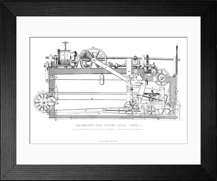 Framed Print : Macindoes Self Acting Mule, 1866 Framed Print : Macindoes Self Acting Mule, 1866