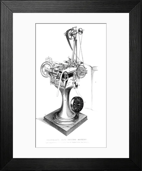Framed Print : Crabtrees Card Setting Machine, 1866 Framed Print : Crabtrees Card Setting Machine, 1866