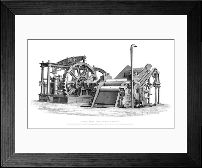 Framed Print : Sugar Mill and Steam Engine, 1866 Framed Print : Sugar Mill and Steam Engine, 1866