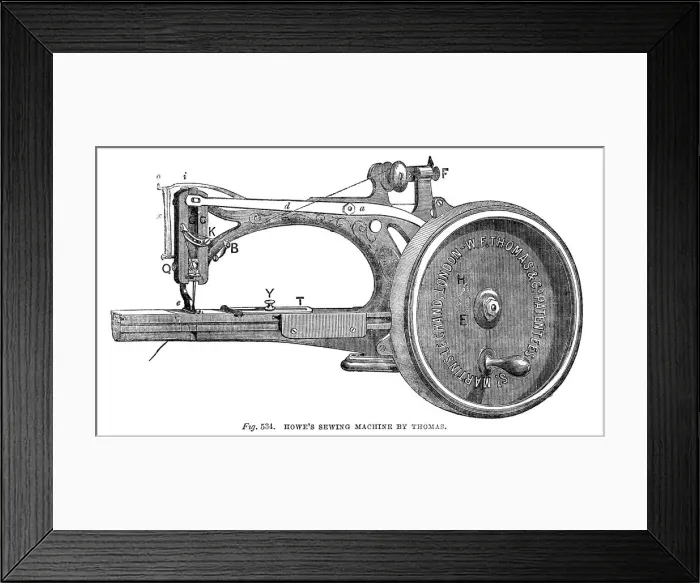 Framed Print : Howes Sewing Machine, by Thomas, 1866 Framed Print : Howes Sewing Machine, by Thomas, 1866
