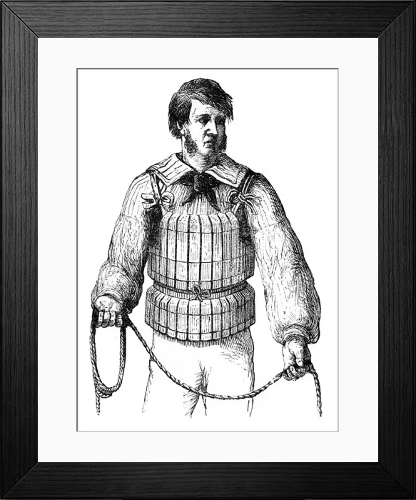 Framed Print : Cork waist life belt, 1866 Framed Print : Cork waist life belt, 1866