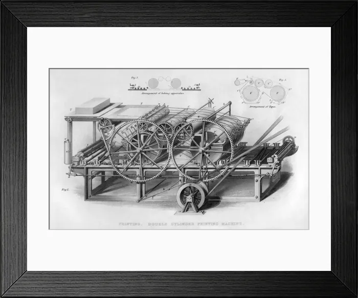 Framed Print : Double cylinder printing machine, 1866 Framed Print : Double cylinder printing machine, 1866