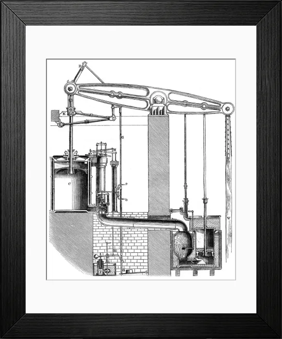 Framed Print : Cornish or single acting pumping engine, 1866 Framed Print : Cornish or single acting pumping engine, 1866