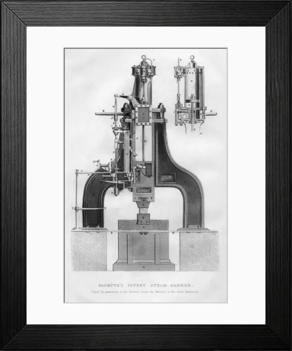 Framed Print : Nasmyths patent steam hammer, 1866 Framed Print : Nasmyths patent steam hammer, 1866