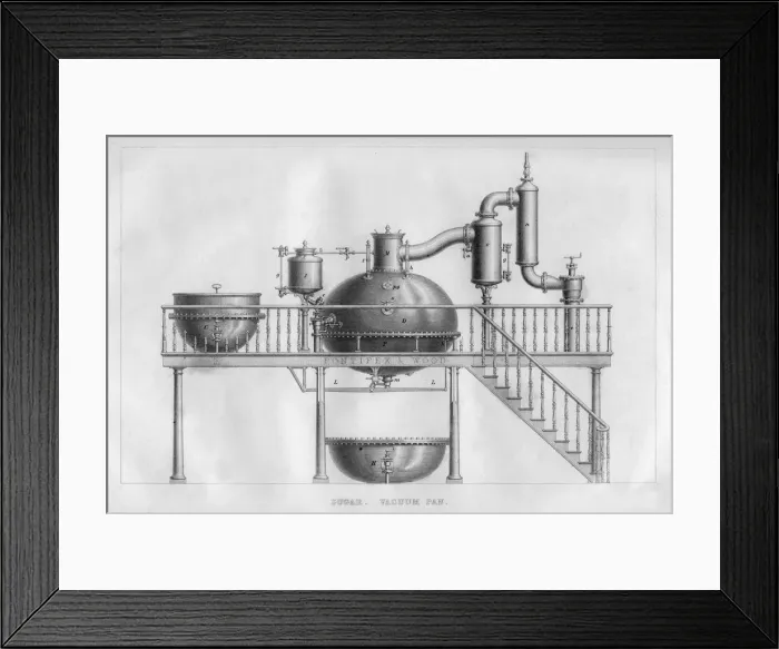Framed Print : Sugar. Vacuum pan, 1866 Framed Print : Sugar. Vacuum pan, 1866
