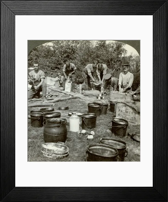 Framed Print : Army cooks preparing a meal, World War I, 1914-1918. Artist: Realistic Travels Publishers Framed Print : Army cooks preparing a meal, World War I, 1914-1918. Artist: Realistic Travels Publishers