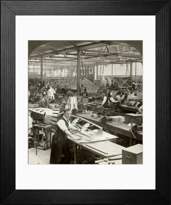 Framed Print : Sheet metal workers at a aeroplane factory, World War I, 1914-1918. Artist: Realistic Travels Publishers Framed Print : Sheet metal workers at a aeroplane factory, World War I, 1914-1918. Artist: Realistic Travels Publishers