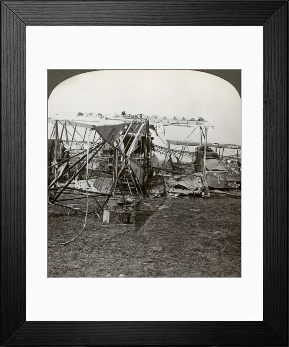Framed Print : Wreck of a German bomber that tried to break through the aerial defence, World War I, 1914-1918. Artist: Realistic Travels Publishers Framed Print : Wreck of a German bomber that tried to break through the aerial defence, World War I, 1914-1918. Artist: Realistic Travels Publishers