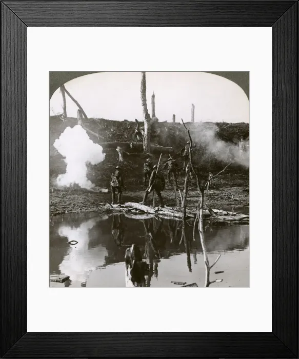 Framed Print : Soldiers crossing the river Ancre, Battle of the Somme, France, World War I, 1916. Artist: Realistic Travels Publishers Framed Print : Soldiers crossing the river Ancre, Battle of the Somme, France, World War I, 1916. Artist: Realistic Travels Publishers