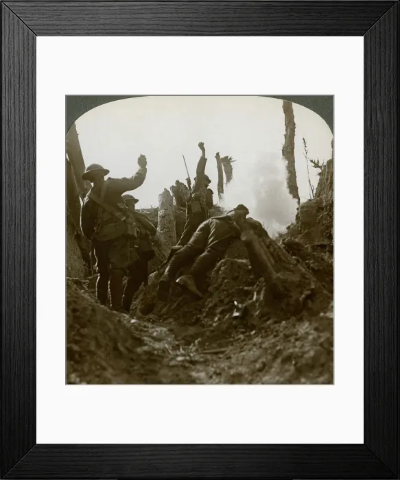 Framed Print : North Country troops bombing a German machine gun position, Polygon Wood, 20th century. Artist: Realistic Travels Publishers Framed Print : North Country troops bombing a German machine gun position, Polygon Wood, 20th century. Artist: Realistic Travels Publishers