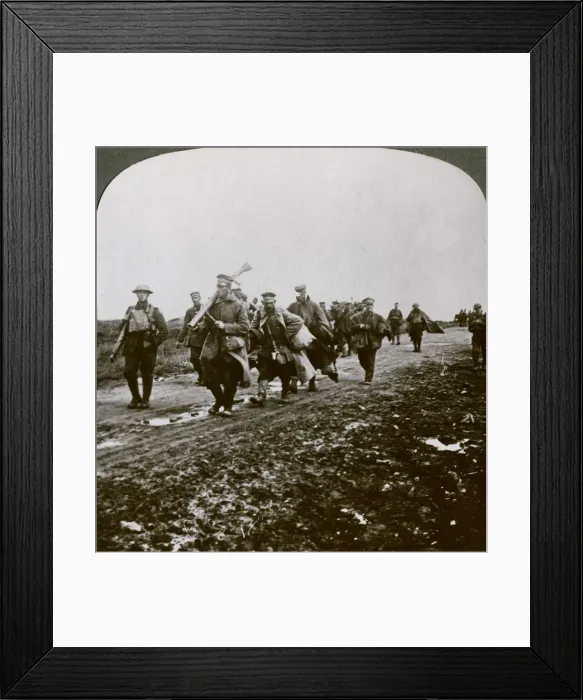 Framed Print : Prussians captured by Old Contemptibles in the advance at Pozieres, World War I, 1914-1918. Artist: Realistic Travels Publishers Framed Print : Prussians captured by Old Contemptibles in the advance at Pozieres, World War I, 1914-1918. Artist: Realistic Travels Publishers