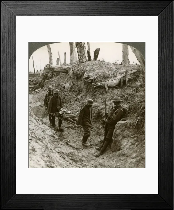 Framed Print : German prisoners carrying British wounded, World War I, 1916. Artist: Realistic Travels Publishers Framed Print : German prisoners carrying British wounded, World War I, 1916. Artist: Realistic Travels Publishers