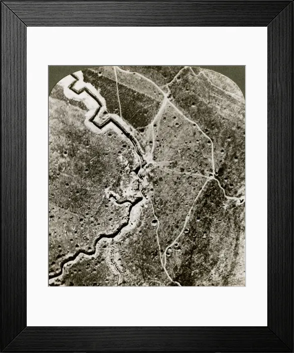 Framed Print : Aerial photograph of the German lines, World War I, 1914-1918. Artist: Realistic Travels Publishers Framed Print : Aerial photograph of the German lines, World War I, 1914-1918. Artist: Realistic Travels Publishers