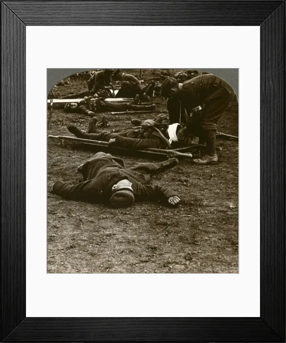Framed Print : After the storm and stress of battle, caring for the wounded, World War I, 1914-1918. Artist: Realistic Travels Publishers Framed Print : After the storm and stress of battle, caring for the wounded, World War I, 1914-1918. Artist: Realistic Travels Publishers