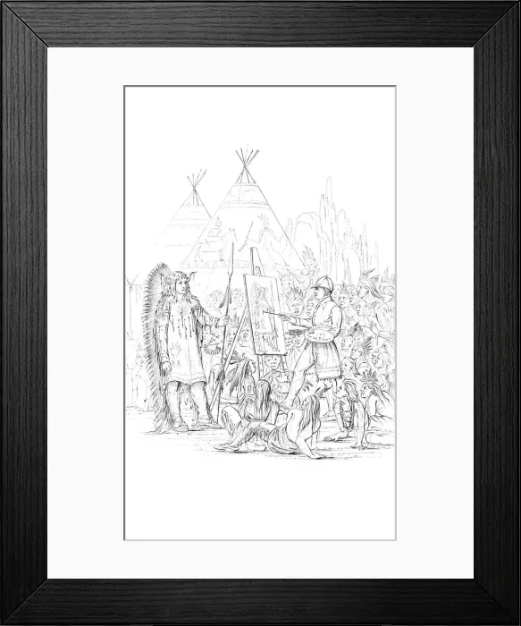 Framed Print : Painting a portrait of a Native American, 1841 Framed Print : Painting a portrait of a Native American, 1841