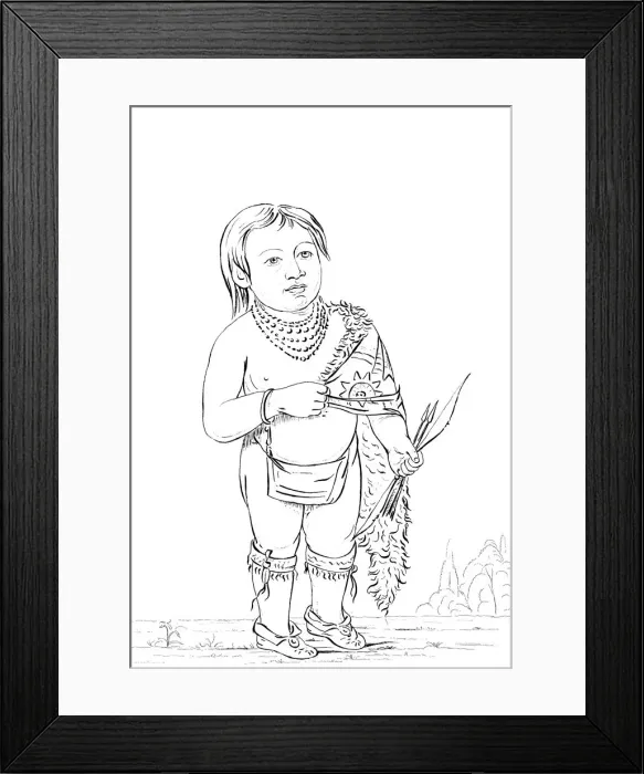 Framed Print : Six year old Native American chief, 1841. Artist: Myers and Co Framed Print : Six year old Native American chief, 1841. Artist: Myers and Co
