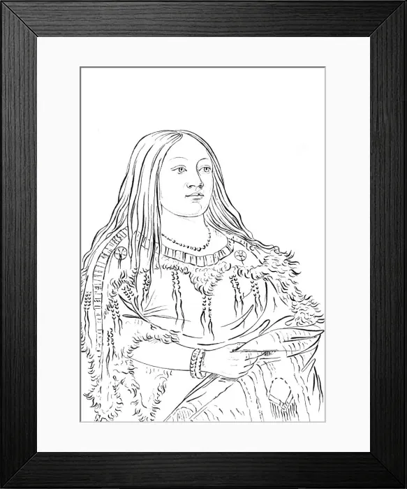 Framed Print : Portrait of a Native American woman, 1841. Artist: Myers and Co Framed Print : Portrait of a Native American woman, 1841. Artist: Myers and Co