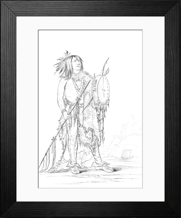 Framed Print : Portrait of White Buffalo, Native American man, 1841. Artist: Myers and Co Framed Print : Portrait of White Buffalo, Native American man, 1841. Artist: Myers and Co