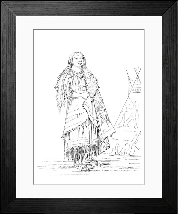 Framed Print : Portrait of Woman Who Strikes Many, Native American woman, 1841. Artist: Myers and Co Framed Print : Portrait of Woman Who Strikes Many, Native American woman, 1841. Artist: Myers and Co