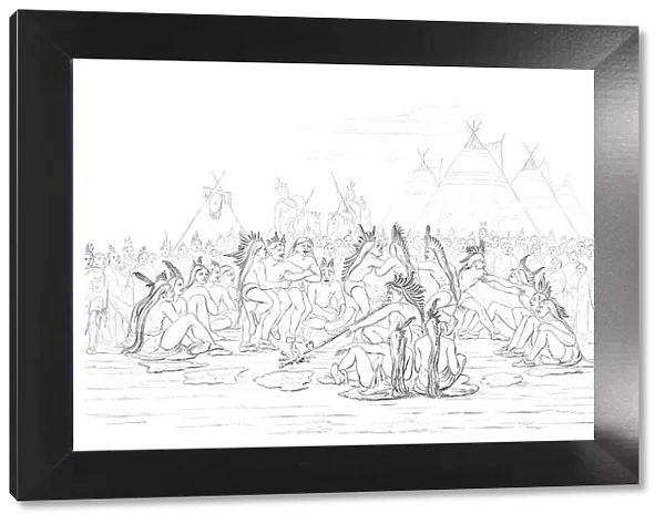 Native American pipe dance, 1841. Artist: Myers and Co