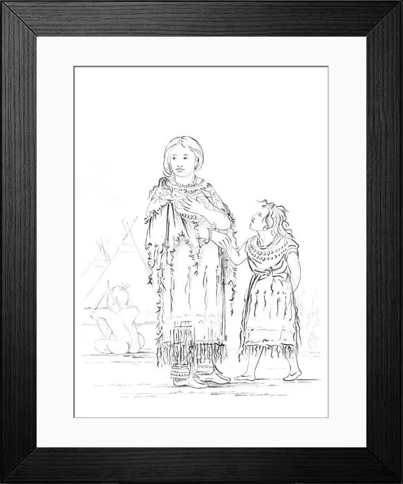 Framed Print : Native American woman and child, 1841. Artist: Myers and Co Framed Print : Native American woman and child, 1841. Artist: Myers and Co