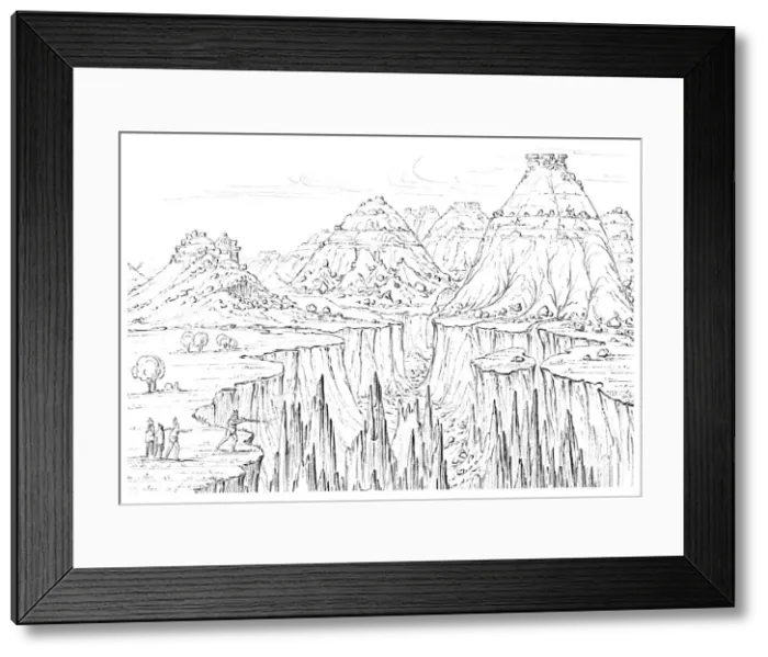 Framed Print : Canyon, North America, 1841. Artist: Myers and Co Framed Print : Canyon, North America, 1841. Artist: Myers and Co