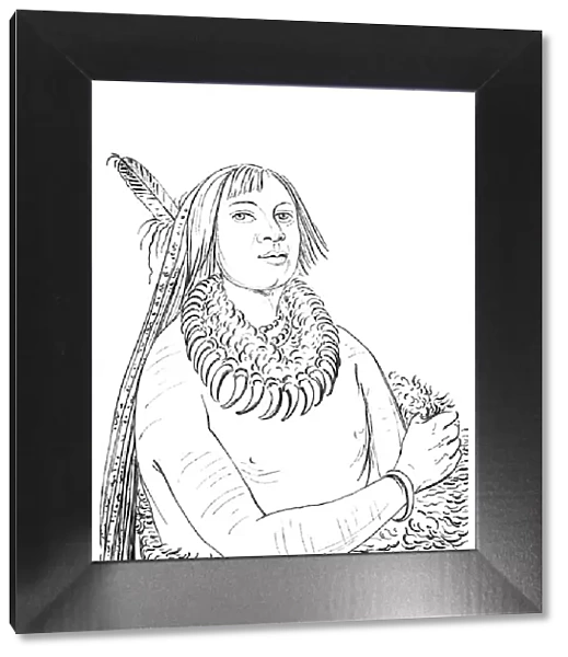 Portrait of He Who Rushes Through the Middle, Native American man, 1841. Artist: Myers and Co