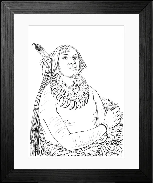 Framed Print : Portrait of He Who Rushes Through the Middle, Native American man, 1841. Artist: Myers and Co Framed Print : Portrait of He Who Rushes Through the Middle, Native American man, 1841. Artist: Myers and Co