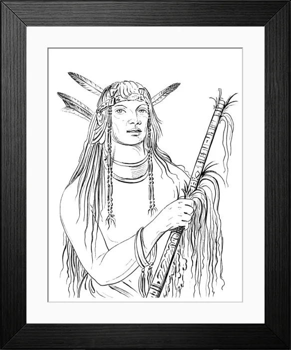 Framed Print : Portrait of Mouse Coloured Feather, Native American man, 1841. Artist: Myers and Co Framed Print : Portrait of Mouse Coloured Feather, Native American man, 1841. Artist: Myers and Co