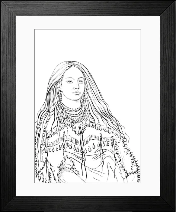 Framed Print : Portrait of Mint, Native American woman, 1841. Artist: Myers and Co Framed Print : Portrait of Mint, Native American woman, 1841. Artist: Myers and Co
