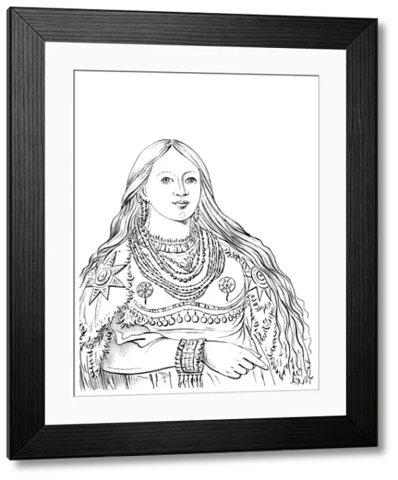 Framed Print : Portrait of Mink, Native American woman, 1841. Artist: Myers and Co Framed Print : Portrait of Mink, Native American woman, 1841. Artist: Myers and Co
