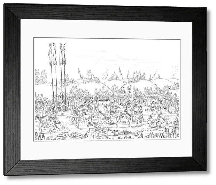 Framed Print : Religious Ceremony, Mandan Village. Artist: Myers and Co Framed Print : Religious Ceremony, Mandan Village. Artist: Myers and Co