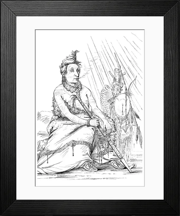 Framed Print : Portrait of Black Moccasin, Chief of the Minnetarees, 1841. Artist: Myers and Co Framed Print : Portrait of Black Moccasin, Chief of the Minnetarees, 1841. Artist: Myers and Co